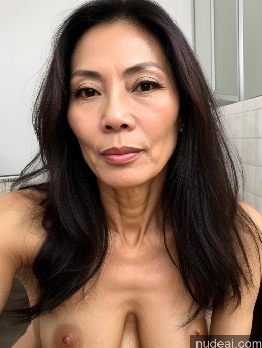 ai nude image of a close up of a woman with a very big breast posing for a picture pics of Beautiful Sexy Face Milf Skinny Long Hair 50s Vietnamese Cumshot