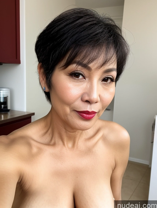 ai nude image of there is a woman with a very big breast posing for a picture pics of Beautiful Sexy Face Milf 50s Vietnamese Cumshot Lipstick Pixie