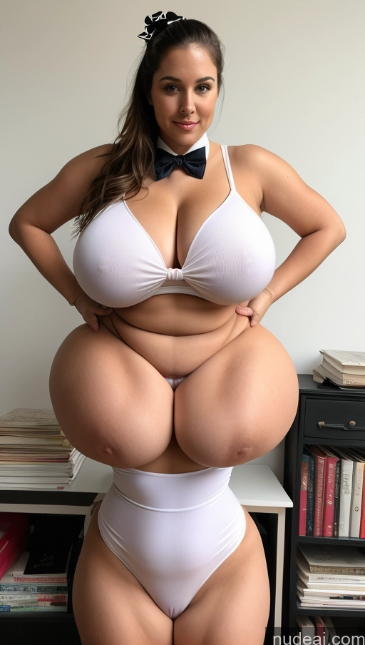 ai nude image of araffe woman in a white bikini and a bow tie posing for a picture pics of Huge Boobs Big Ass Big Hips Thick Nude Perfect Body Fairer Skin Teacher Perfect Boobs High Socks Partially Nude Bow Tie Bows Two Model