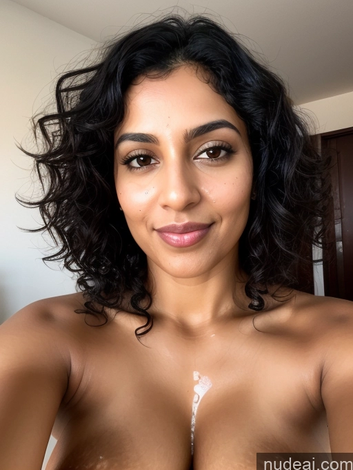 ai nude image of a close up of a woman with a very big breast pics of Nude Cumshot Front View Soft + Warm Indian Curly Hair Black Hair Sexy Face Woman Perfect Boobs Bedroom 30s