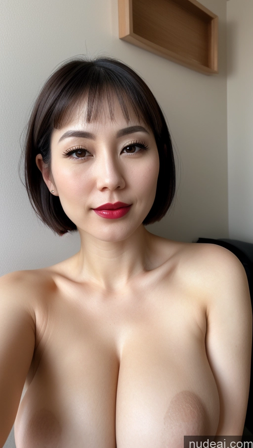 related ai porn images free for Woman One Huge Boobs Beautiful Lipstick Fairer Skin 30s Black Hair Bobcut Japanese Close-up View