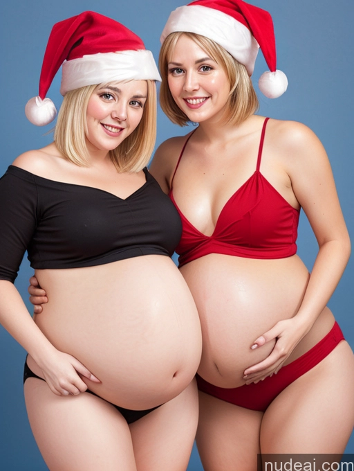 related ai porn images free for Fat Chubby Pregnant Short 20s Blonde Short Hair Belly Inflation, Cuminflation, Overeating Santa Big Hips Thick Woman + Man Happy