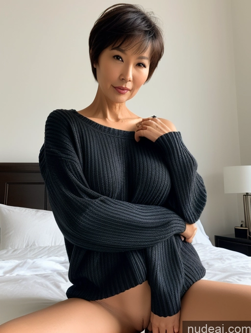 related ai porn images free for Milf Two Perfect Boobs Perfect Body Short Hair Sexy Face Chinese Underwear Stylish Sweater Dark Lighting Detailed 70s Partially Nude Bedroom On Back