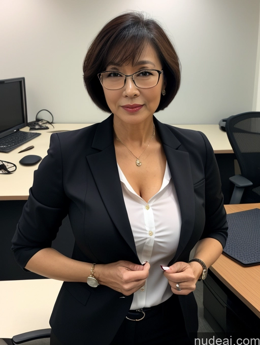 related ai porn images free for Milf Perfect Boobs Perfect Body Glasses Beautiful Sexy Face Short Hair Chinese Office Blouse Casual Stylish Professor Suit Cleavage Dark Lighting Detailed 60s