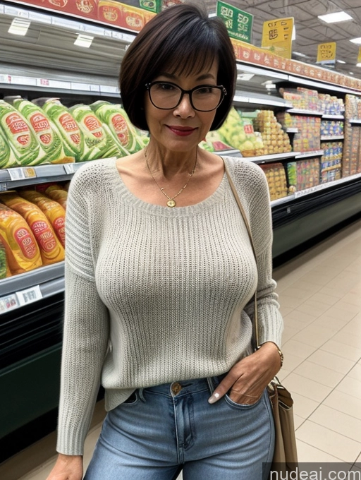 related ai porn images free for Milf Two Chinese Casual Stylish Cleavage 60s Short Hair Sexy Face Grocery Sweater Perfect Boobs Perfect Body Glasses