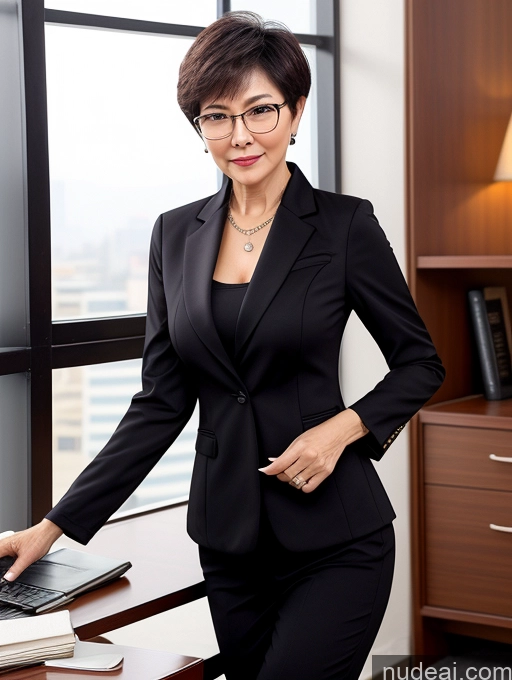 related ai porn images free for Milf Perfect Boobs Beautiful Glasses Perfect Body Short Hair Chinese Office Blouse Casual Professor Stylish Suit Cleavage Dark Lighting Detailed Sexy Face 70s