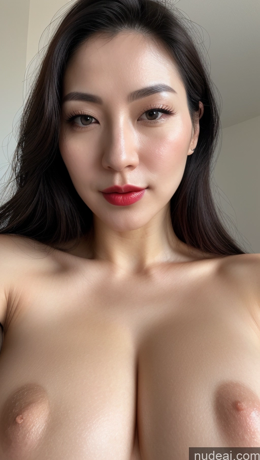 related ai porn images free for Woman One Huge Boobs Beautiful Lipstick Fairer Skin 30s Black Hair Slicked Korean Close-up View Detailed Simple