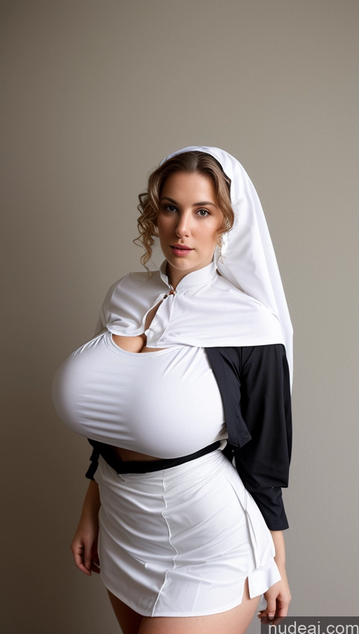 ai nude image of arafed woman in a nun costume posing for a picture pics of Huge Boobs Perfect Boobs Perfect Body Big Ass Thick Big Hips Fairer Skin Curly Hair Swedish Woman Mini Skirt Victorian Traditional Nun Chubby Topless