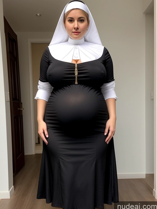 ai nude image of a pregnant woman dressed in nun costume standing in a hallway pics of Woman Huge Boobs Perfect Boobs Big Ass Thick Chubby Big Hips Perfect Body Curly Hair Fairer Skin Swedish Mini Skirt Nun Traditional Victorian Topless Pregnant