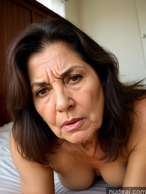 ai nude image of there is a woman laying on a bed with a concerned look on her face pics of Milf Beautiful Fairer Skin Bedroom Shocked Sad Perfect Body Big Ass Big Hips On Back Sexy Face Angry Long Hair Bright Lighting Indian 70s