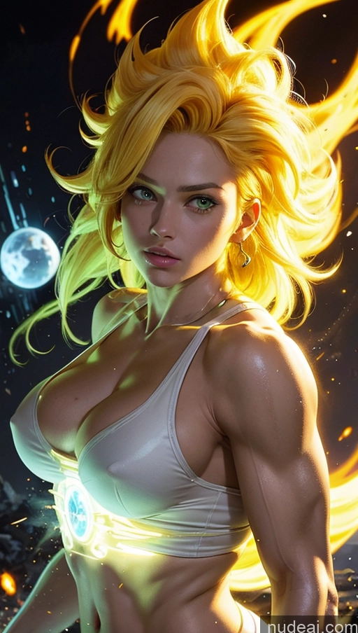 related ai porn images free for Several Bodybuilder Busty Muscular Abs Super Saiyan Super Saiyan 3 Surrealist Sci-fi Armor Neon Lights Clothes: Yellow Powering Up