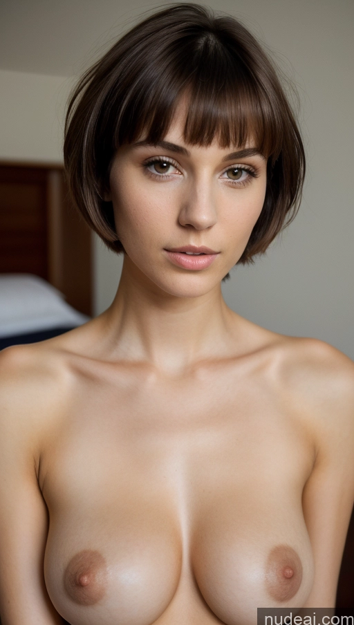 related ai porn images free for Model Perfect Boobs Beautiful Skinny 18 Serious Brunette Short Hair Russian Bedroom Nude Close-up View Bright Lighting