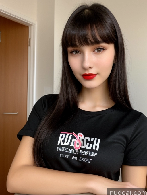 related ai porn images free for Small Tits Beautiful Lipstick Skinny 18 Black Hair Close-up View Shirt Russian Model Bangs