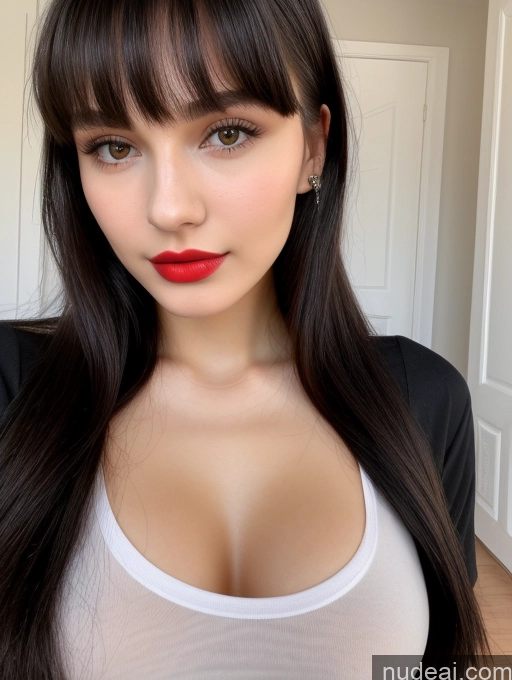 related ai porn images free for Small Tits Beautiful Lipstick Skinny 18 Black Hair Bangs Russian Close-up View Shirt Model