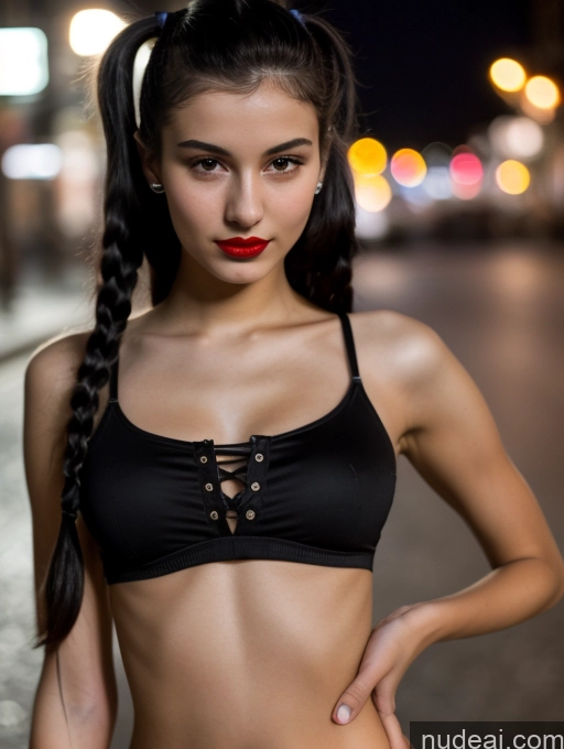 related ai porn images free for Small Tits Beautiful Lipstick Skinny 18 Black Hair Russian Close-up View Model Dark Lighting Pigtails Crop Top Street