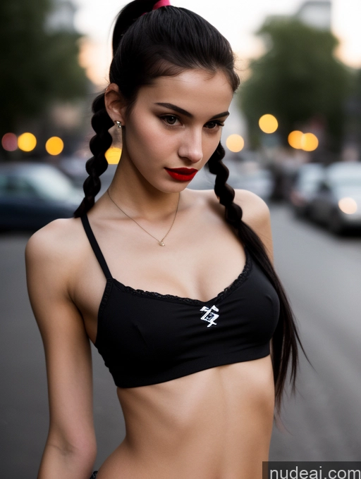 related ai porn images free for Small Tits Beautiful Lipstick Skinny 18 Black Hair Russian Close-up View Model Dark Lighting Pigtails Crop Top Street