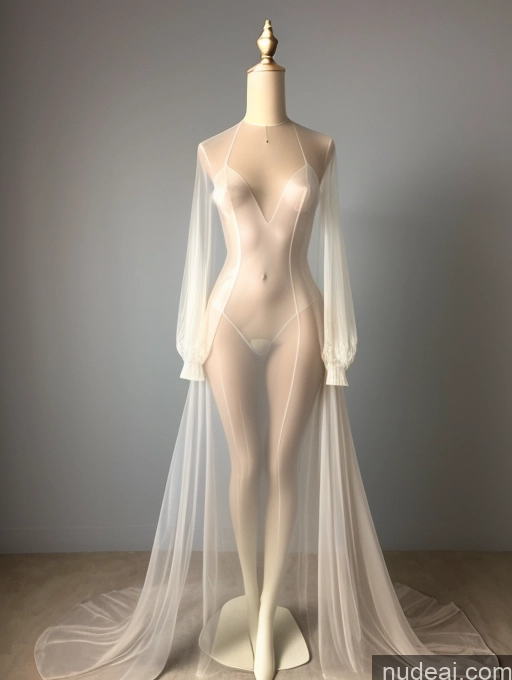 ai nude image of a close up of a mannequin with a sheer white dress on pics of Miss Universe Model Victorian Nude One 20s Front View T-pose Dress Transparent