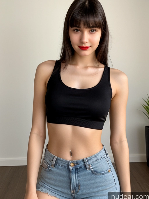 related ai porn images free for Small Tits Beautiful Skinny 18 Lipstick Black Hair Russian Close-up View Tank Top Bangs