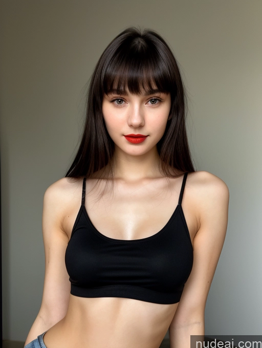 related ai porn images free for Small Tits Beautiful Skinny 18 Lipstick Black Hair Russian Close-up View Tank Top Bangs