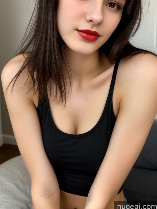 related ai porn images free for Small Tits Beautiful Skinny 18 Lipstick Black Hair Russian Close-up View Tank Top Bangs