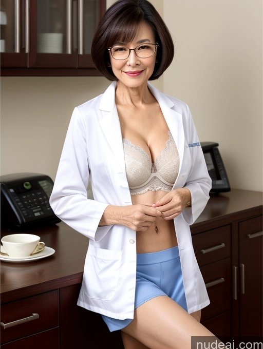 related ai porn images free for Milf Two Perfect Boobs Beautiful Glasses Perfect Body 70s Sexy Face Short Hair Chinese Bra Casual Doctor Lab Coat Cleavage Dark Lighting Detailed