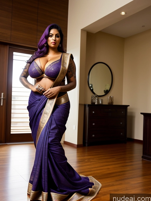 related ai porn images free for One Big Ass Seductive Sexy Face Big Hips Huge Boobs 40s Busty Tattoos Thick Detailed Dark Lighting Front View Straight Indian Bedroom Dark Skin Tall T-pose Sari Purple Hair