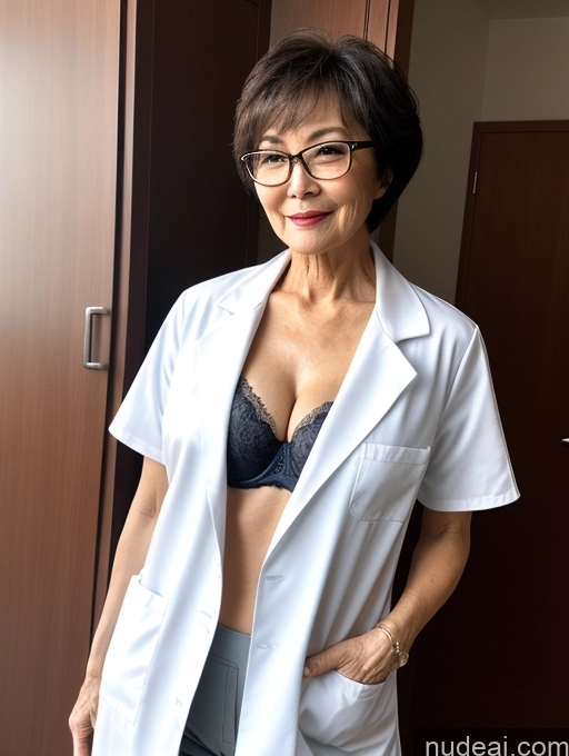 related ai porn images free for Milf Two Perfect Boobs Beautiful Glasses Perfect Body 70s Sexy Face Short Hair Chinese Bra Casual Doctor Lab Coat Cleavage Dark Lighting Detailed