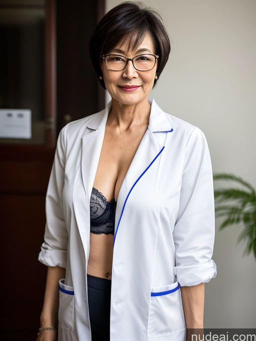 related ai porn images free for Milf Two Perfect Boobs Beautiful Glasses Perfect Body 70s Sexy Face Short Hair Chinese Bra Casual Doctor Lab Coat Cleavage Dark Lighting Detailed