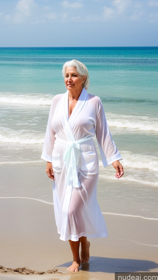 ai nude image of araffe woman walking on the beach in a white robe pics of Milf One Busty Big Ass 70s Long Hair Indian Bathrobe Micro Skirt Transparent Beach White Hair