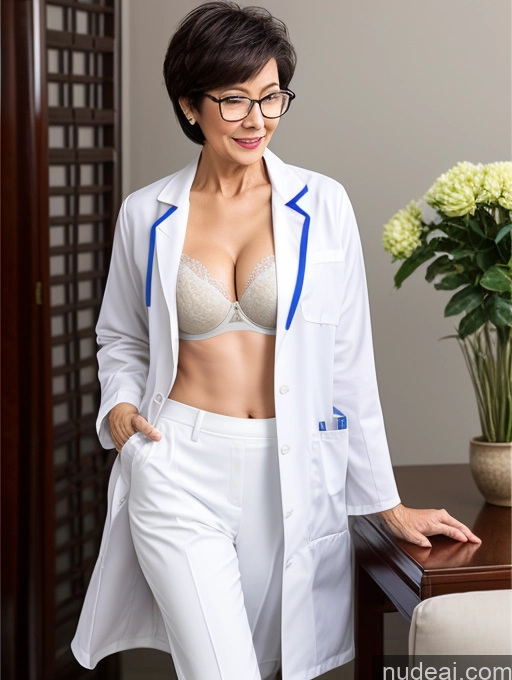 related ai porn images free for Milf Two Perfect Boobs Beautiful Glasses Perfect Body Short Hair 70s Chinese Bra Casual Doctor Lab Coat Cleavage Dark Lighting Detailed Sexy Face