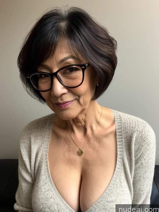 related ai porn images free for Milf Two Perfect Boobs Beautiful Glasses Perfect Body Short Hair Chinese Bra Casual Professor Sweater Cleavage Dark Lighting Detailed Sexy Face 80s