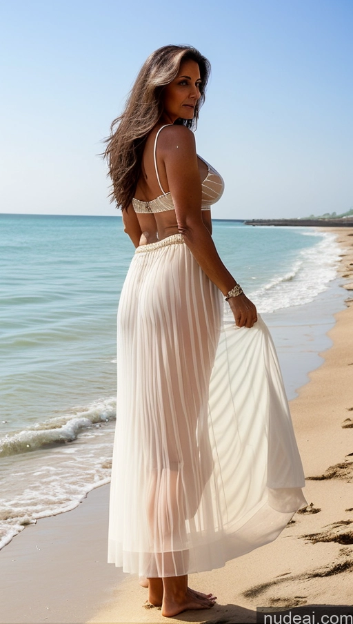 ai nude image of araffe woman in a white dress standing on a beach pics of Milf One Busty Big Ass 70s Brunette Long Hair Indian Long Skirt Transparent Beach