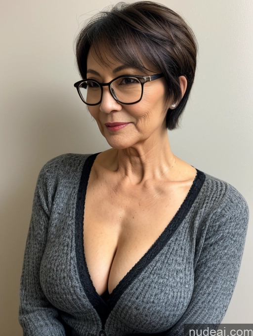 related ai porn images free for Milf Two Perfect Boobs Beautiful Glasses Perfect Body Short Hair 70s Chinese Bra Casual Professor Sweater Cleavage Dark Lighting Detailed Sexy Face Side View