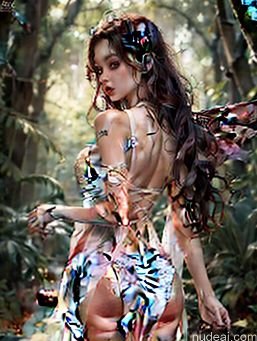 ai nude image of arafed woman in a dress with a butterfly wings in the woods pics of Model One Beautiful Skinny 18 Ginger Long Hair Japanese Vampire Has Wings See-Through Dress