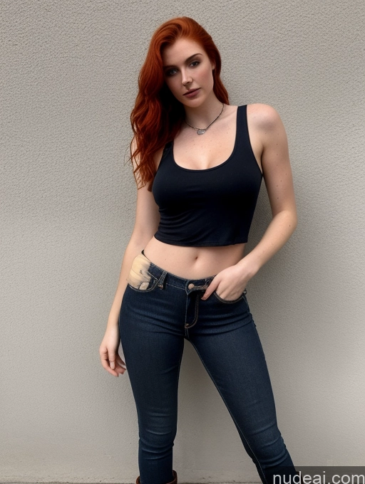 ai nude image of arafed woman in black top and jeans posing for a picture pics of Perfect Boobs Perfect Body Big Hips Jeans Boots Tank Top Detailed Goth Irish 18