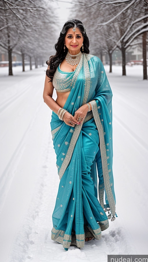 ai nude image of araffe woman in a blue sari standing in the snow pics of Milf Busty Big Ass 70s Long Hair Indian Bikini One Diamond Jewelry Snow Sari