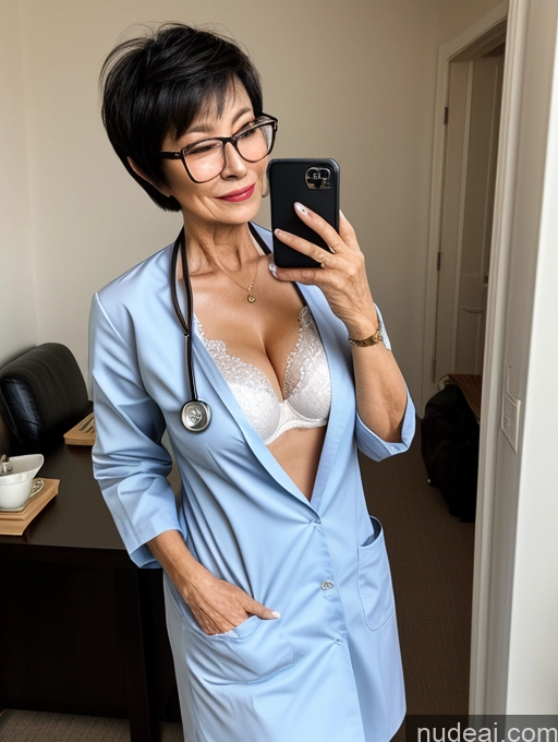 related ai porn images free for Milf Two Perfect Boobs Beautiful Glasses Perfect Body Short Hair 70s Chinese Bra Casual Doctor Lab Coat Cleavage Dark Lighting Detailed Sexy Face