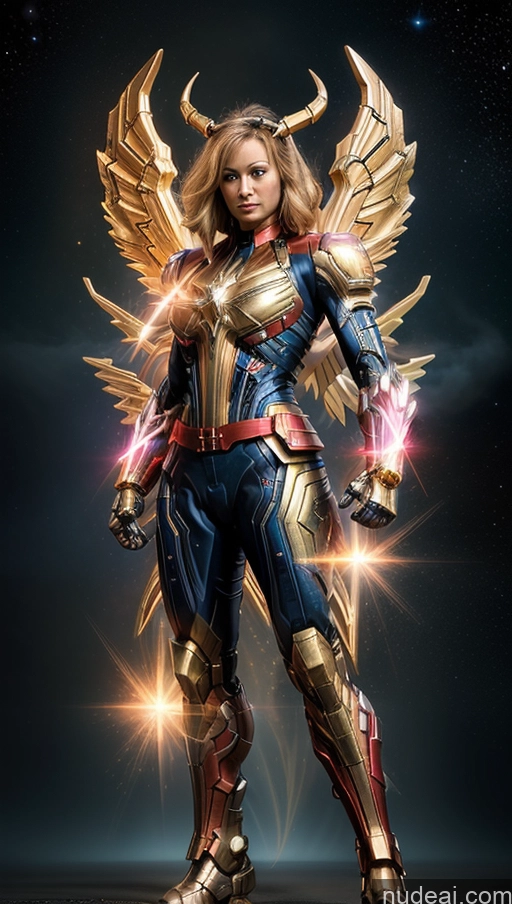 ai nude image of a woman in a costume with wings and a sword pics of Bodybuilder Several Busty Muscular Abs Surrealist Space Dynamic View SSS: A-Mecha Musume A素体机娘 Heat Vision Has Wings Captain Marvel Powering Up