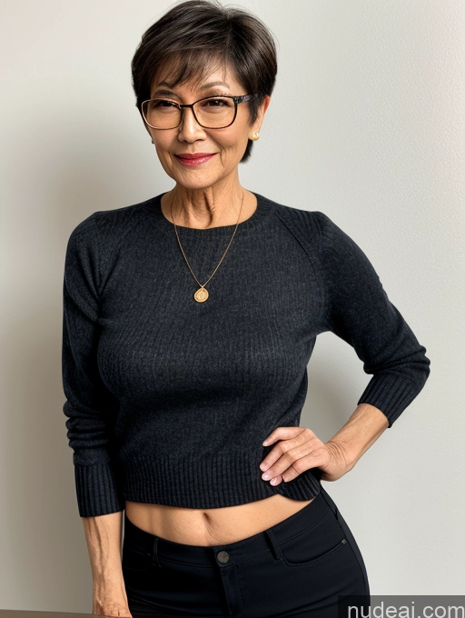 related ai porn images free for Milf Two Small Tits Beautiful Glasses Perfect Body Short Hair 70s Chinese Side View Bra Casual Professor Sweater Cleavage Dark Lighting Detailed Sexy Face