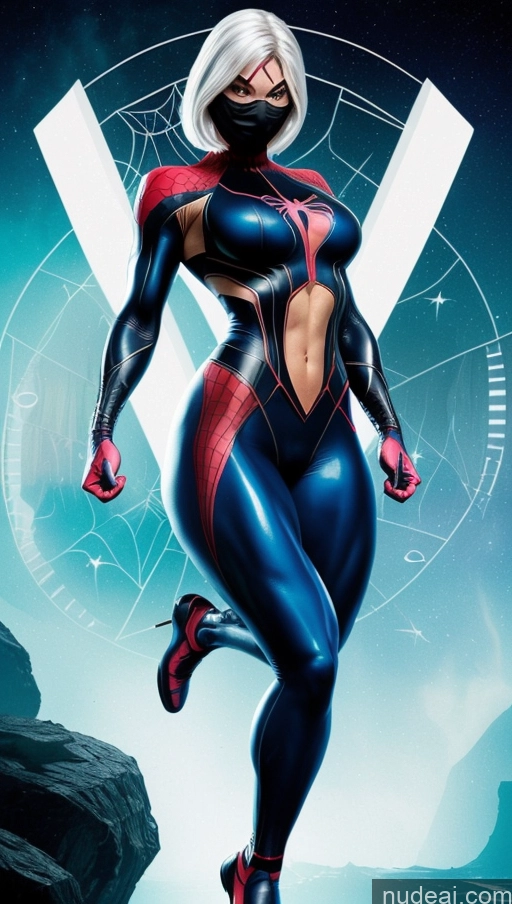 related ai porn images free for Several Perfect Boobs Muscular Abs Bodybuilder Spider-Gwen Black Cat Perfect Body Powering Up Surrealist Dynamic View