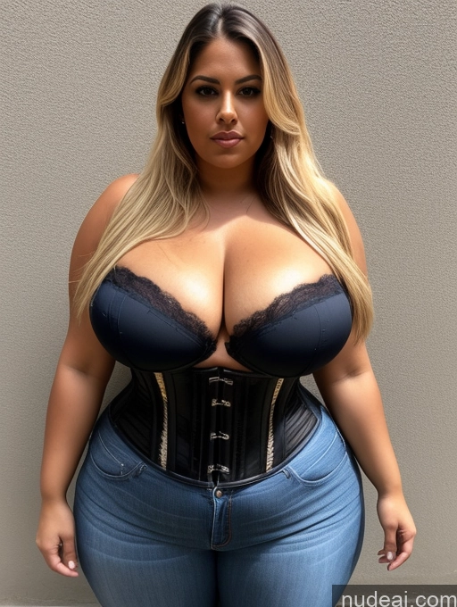 related ai porn images free for One Tanned Skin Pubic Hair Serious Long Hair Brazilian Front View Blonde Huge Boobs Big Ass 30s Chubby Jeans Street Blouse Corset