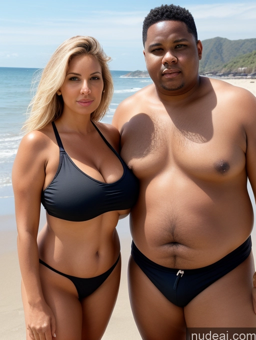 related ai porn images free for Huge Boobs Fat Chubby Tanned Skin Blonde Long Hair Front View Casual Sad Serious 60s Black Beach Microkini Woman + Man