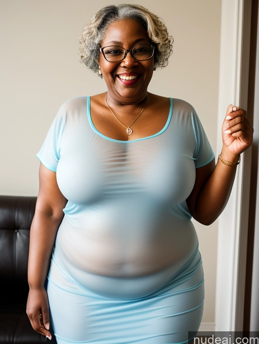 ai nude image of there is a woman in a blue dress posing for a picture pics of Messy Glasses Fat Busty Sexy Face Blouse Dress Professor Casual Transparent Simple Big Ass Blowjob Laughing 90s Nigerian 80s