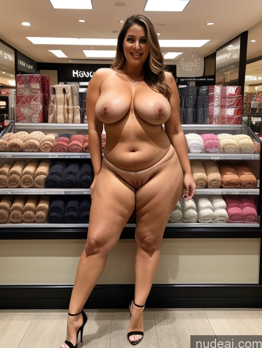 ai nude image of araffe woman posing in a store with a huge breast pics of Milf Big Hips Long Legs Big Ass Tall Chubby Thick Abs Busty Perfect Boobs Beautiful Nude High Heels Two 40s Mall