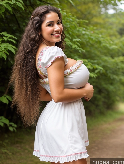 ai nude image of arafed woman in a white dress posing for a picture pics of Woman Busty Huge Boobs Perfect Boobs Long Legs Perfect Body Big Hips Skinny Big Ass Muscular 18 Happy Brunette Curly Hair Brazilian Dirndl