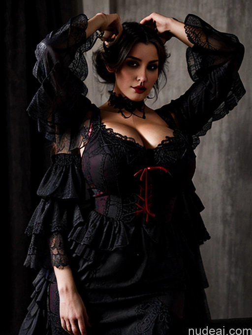 Model One Huge Boobs Perfect Boobs Busty Muscular Big Ass Abs Big Hips 18 Seductive Sexy Face Black Hair Arabic Stylish Modern Victorian Fashion Dress Ghotic Style V1 Vampire Victorian Stockholm