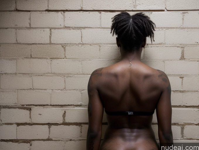 ai nude image of arafed woman with no shirt standing against a brick wall pics of Perfect Body Pubic Hair Prison Tattoos African Back View Bending Over 18 Ponytail Huge Boobs Sad