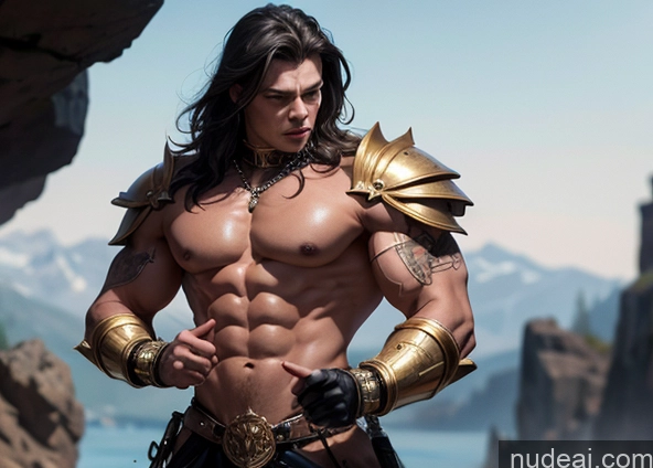 related ai porn images free for Bodybuilder Several Busty Muscular Abs Persian Knight Regal Gold Jewelry Perfect Body Fantasy Armor Battlefield Heat Vision Powering Up