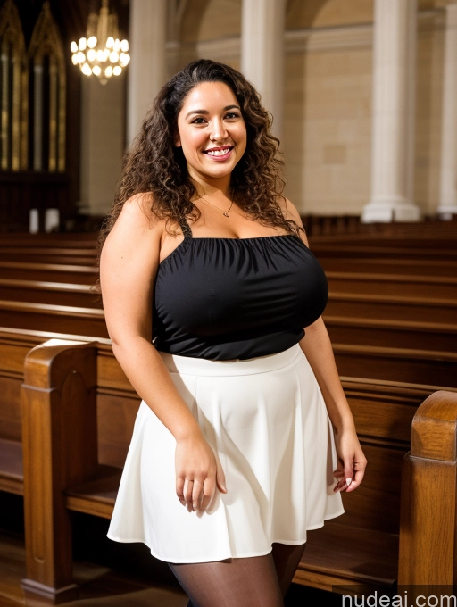 ai nude image of there is a woman standing in a church with a black top pics of Big Ass Big Hips Short Happy Church Pubic Hair Hairy Women White Full Frontal Busty Huge Boobs Fat 30s Brunette Curly Hair Blouse Long Skirt High Heels Pantyhose