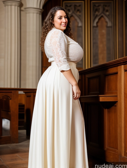 ai nude image of arafed woman in a white dress standing in a church pics of Big Ass Big Hips Short Church Pubic Hair Hairy Women White Full Frontal Busty 30s Brunette Curly Hair Blouse Long Skirt High Heels Pantyhose Obese Sexy Face Perfect Boobs Wife Or Girlfriend